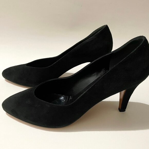 Vintage YSL Black LeatherPumps Heels Women's Sz 6M Made in Italy - Picture 1 of 7
